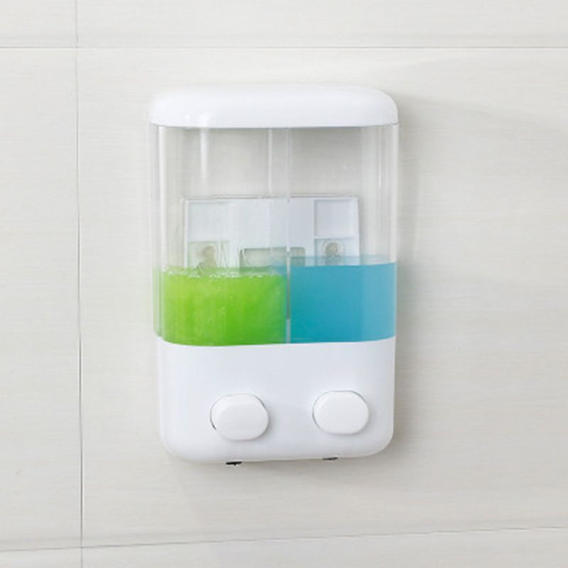 1000ml Bathroom Soap Dispenser Double Slot Wall Mounted Adhesive Shampoo Container Clear Liquid Lotion Storage X4YD