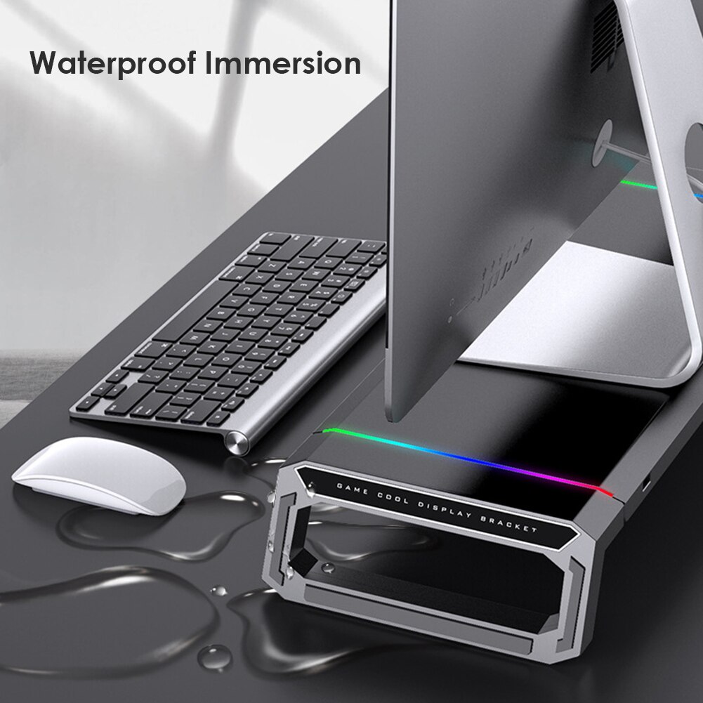 Laptop Monitor Stand Riser RGB Support Adjustable Desktop Computer Monitor Riser with 4 USB3.0 Computer Desk Organizer