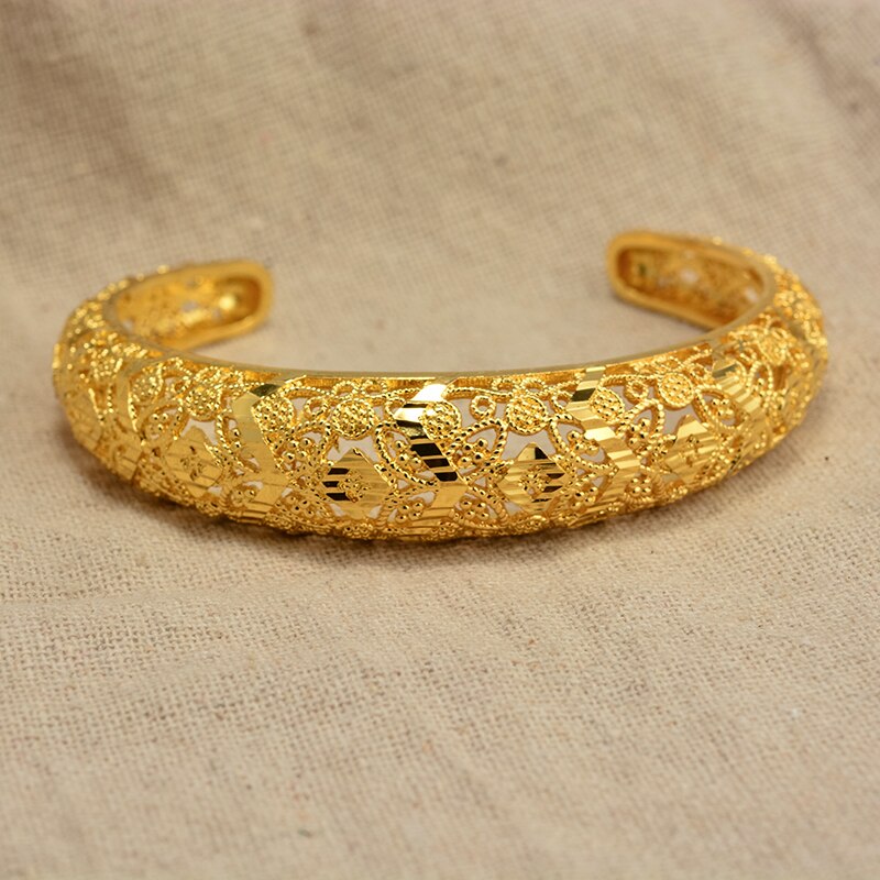 Annayoyo 24K Dubai couleur or Bracelets pour femmes Bracelets éthiopiens moyen-orient bijoux de mariage africains: 1PCS