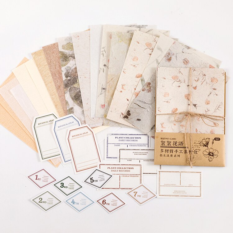 30 pcs fingertip temperature series retro decorative junk diary paper scrapbook material DIY aesthetic diary material paper: A