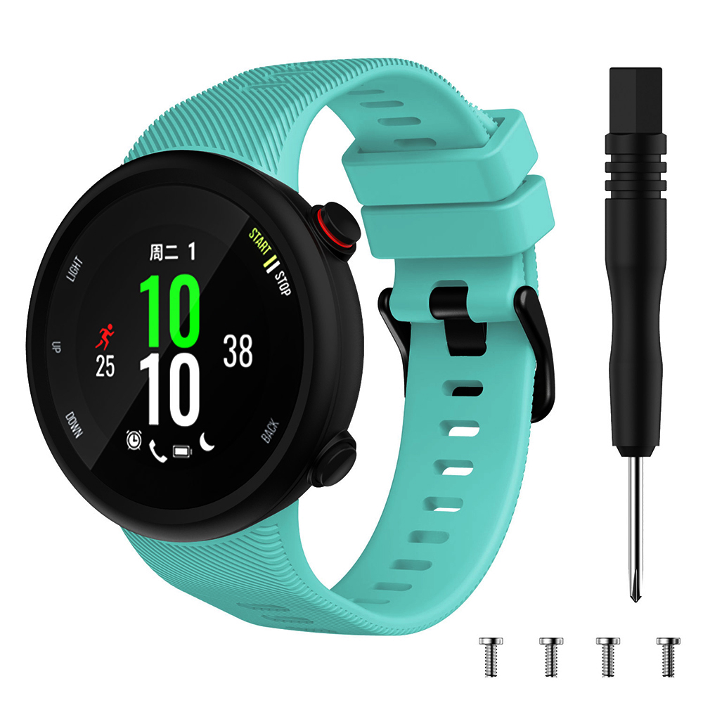Correa de reloj con herramienta para Garmin Forerunner 45 45S Garmin Swim 2, repuesto de silicona, accesorios para correa de reloj inteligente: Negro y gris / 20 mm
