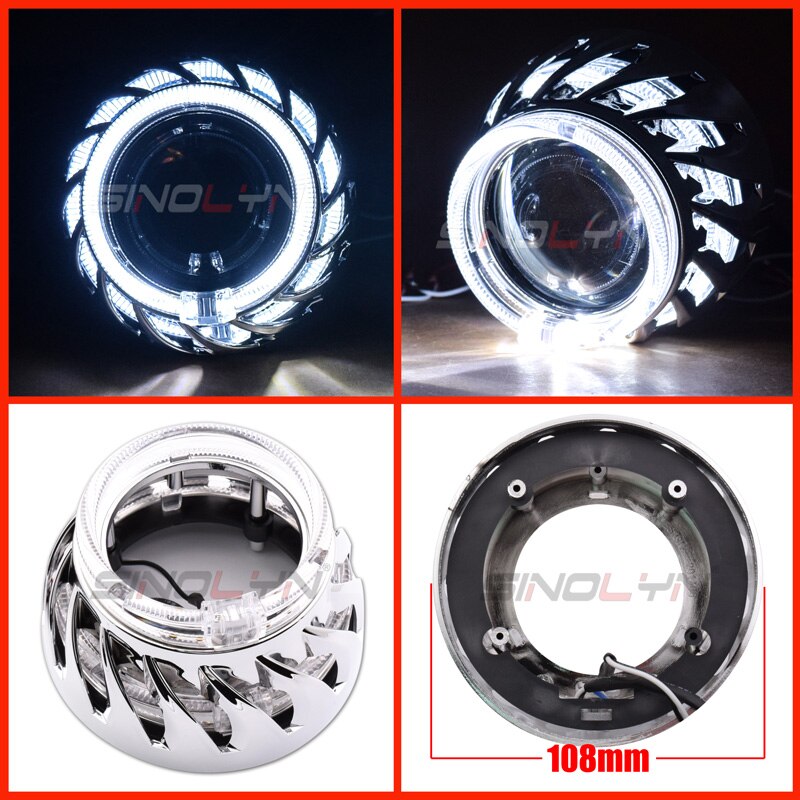 Sinolyn-proyector LED de Ojos de Ángel, faro DRL, bisel de lentes, bisel de lentes, 2,5 '', H1 WST, accesorio de lente de faro bi-xenón: F shrouds