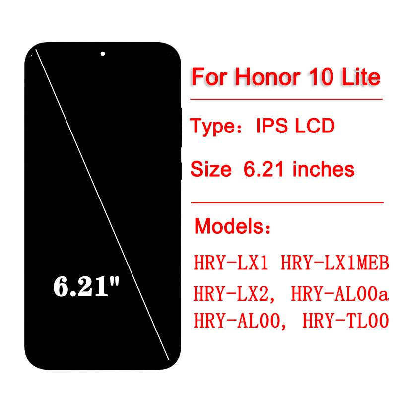 Pantalla LCD Super AMOLED para Huawei Honor 10 lite, montaje de digitalizador con pantalla táctil y marco para honor 10i HRY-LX1 LCD