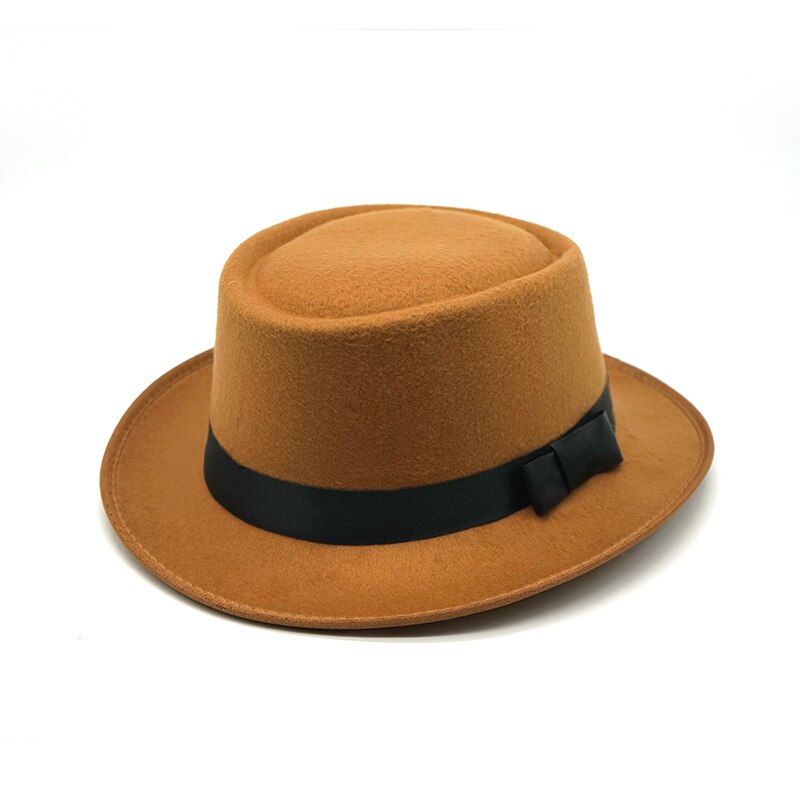 Vinter panama hat kvinder filt kasketter mandlige vintage trilby hat bred skygge fedora kasketter med bånd chapeau homme feutre: 4