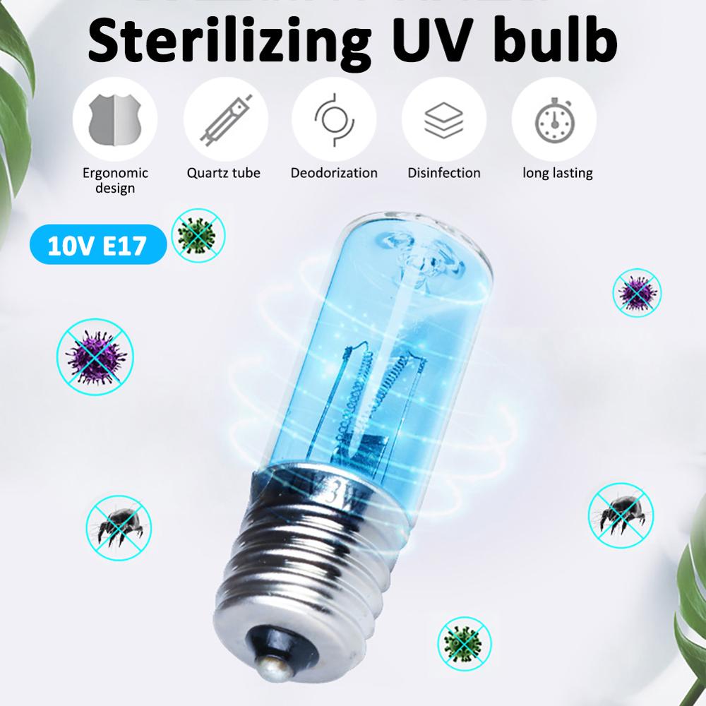 UVC Ultraviolet UV Light Tube Bulb 3W DC 10V E17 Disinfection Lamp Ozone Sterilization Mites Lights Germicidal Lamp Bulb