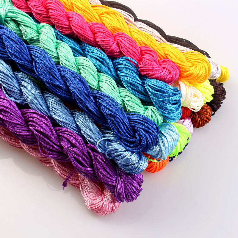 Cordón anudado chino de nailon, 23 colores, 1mm, hilo de macramé Shamballa, cordón para cuentas para fabricación de pulseras