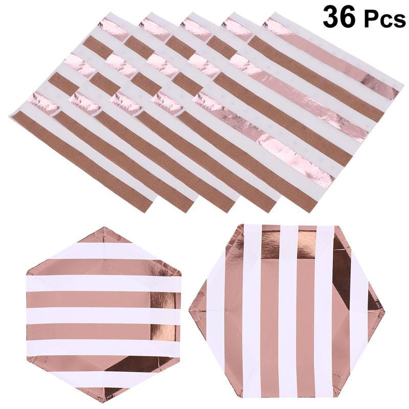 36PCS Wegwerp Servies Set Zeshoekige Gestreepte Servetten Papier Gerechten Borden Voor Birthday Party Servies Set