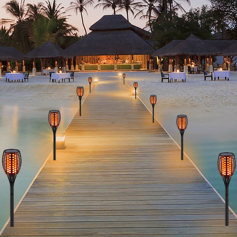 Solar powered LED Flame Lamp Flickering Flame Solar Torch Light IP65 Waterproof Lighting for Garden Driveway Walkway