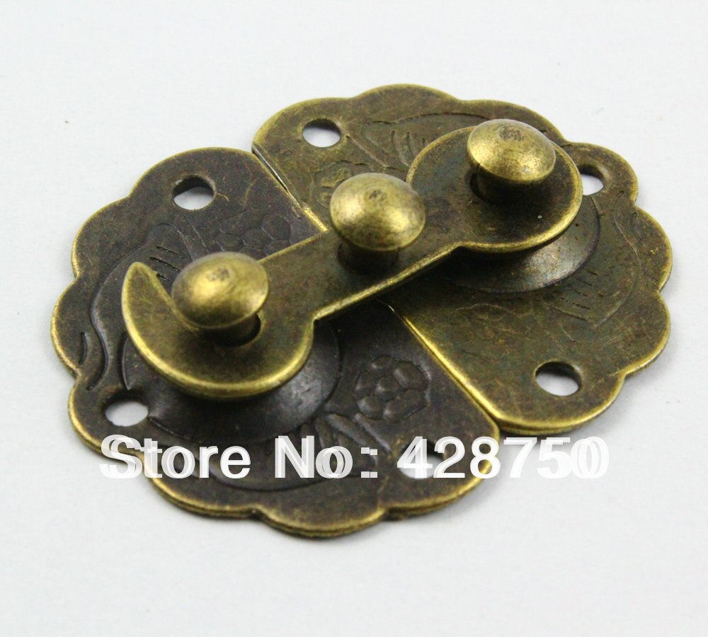 Antique Brass Jewelry Box Hasp Latch Lock 34x45mm with Screws