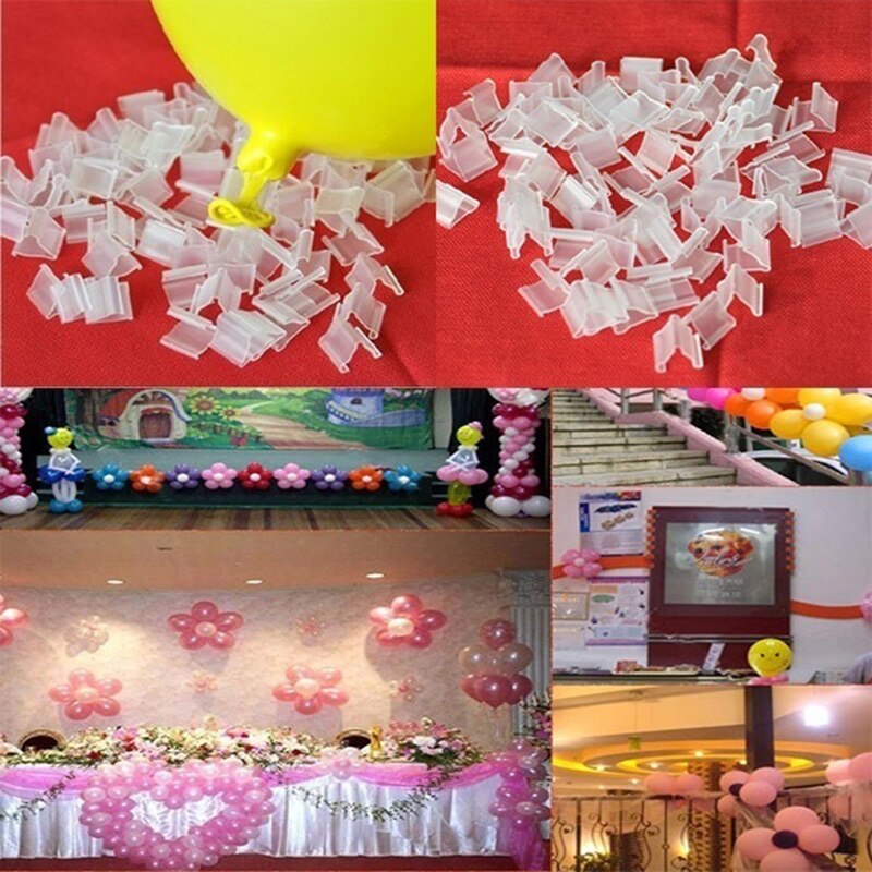100pcs Latex Balloon PVC Clips Balloons Sealing Clamps Balls Accessories Clip Ballon Buttons Party Supplies