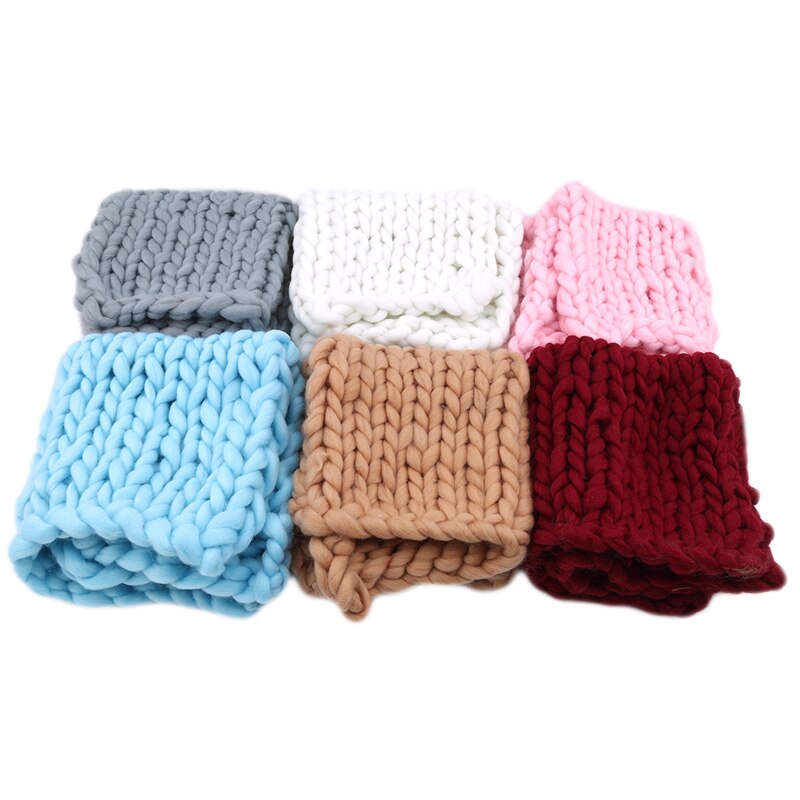 Arrivals knitted Wool Crochet Baby Blanket Newborn Photography Props Chunky Knit Blanket Basket Filler Knitted