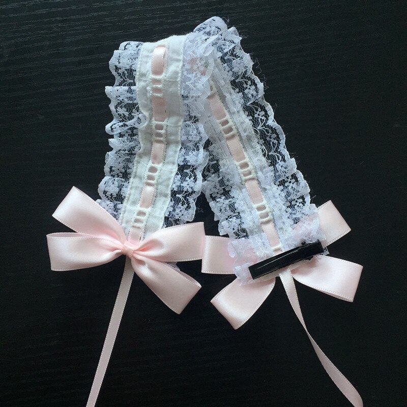 Lolita coiffe japonaise douce fille cheveux décoration douce dentelle Lori cheveux avec KC ruban sombre noeud: Pink