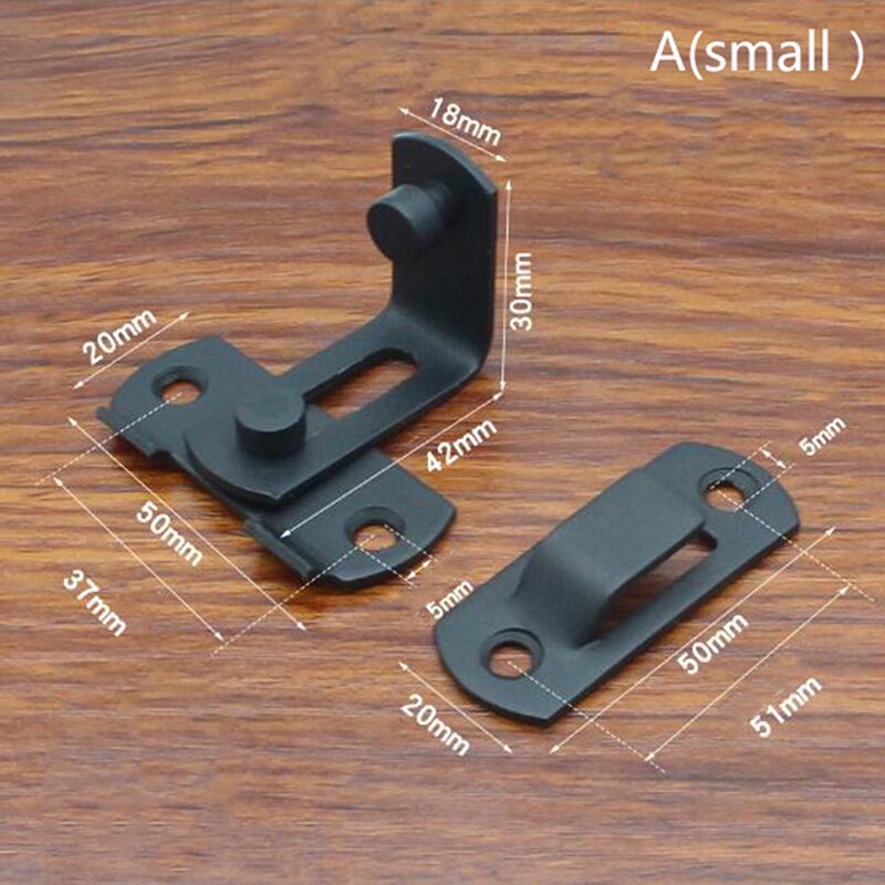1set T Stainless Steel Metal Hook Latch Lock Texture Country Rustic Right Angle Sliding Door Buckle: small
