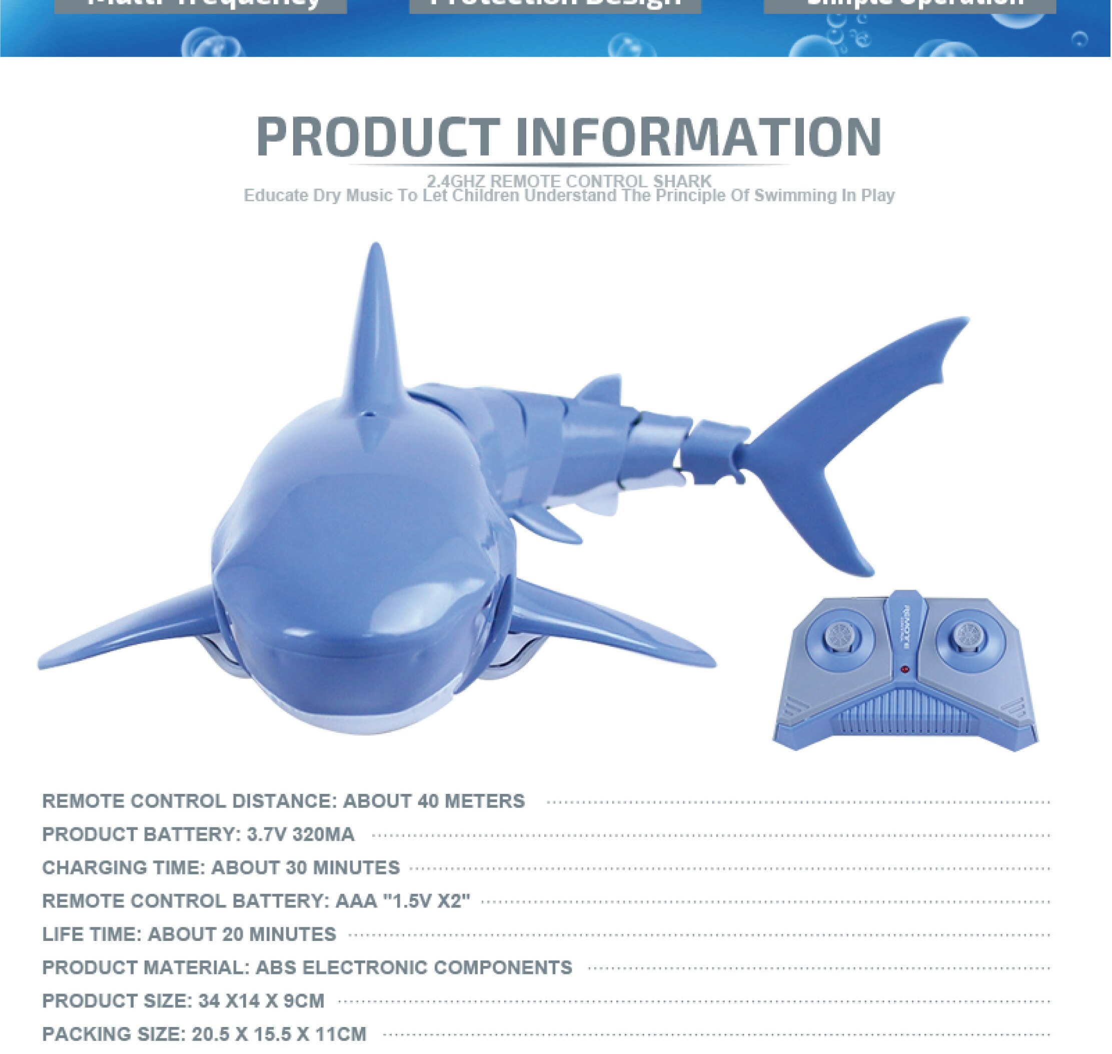 Juguete de tiburón teledirigido para niños, Robot de juguete con Control remoto de animales, bañera, piscina, juguetes eléctricos de agua para niños, tiburón submarino, para niños: Azul cielo