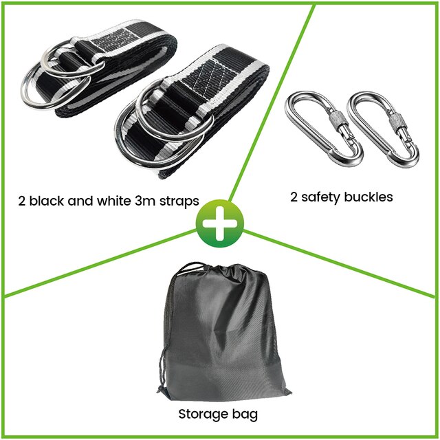 One Pair Tree Swing Hanging Kit Hammock Straps Camping 1000 KG Load Capacity Rope Carabiner OutDoor Hiking Hammock Hanging Belt: Purple