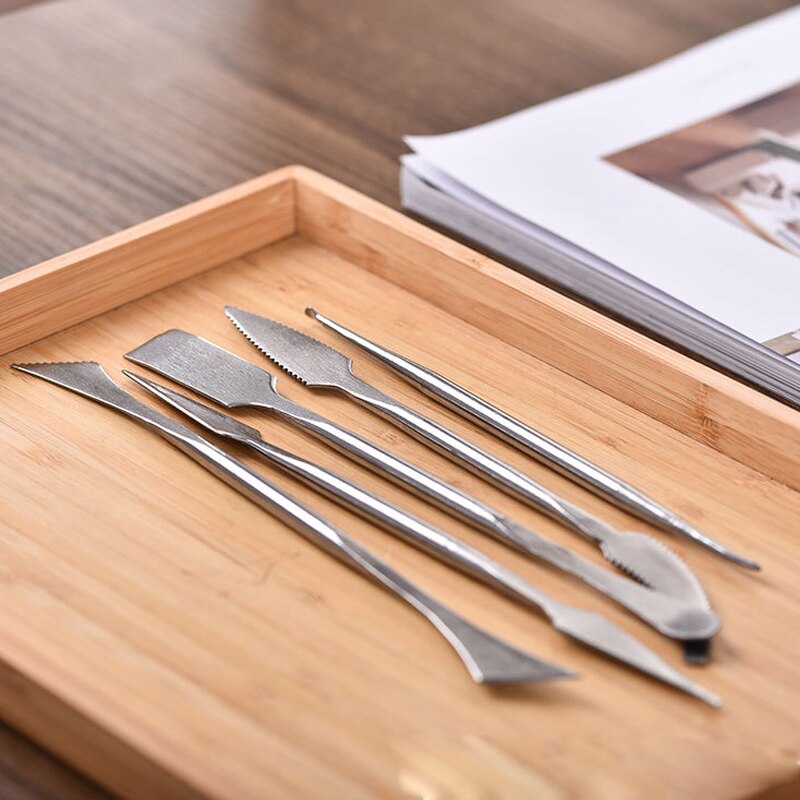 5pcs Stainless steel clay sculpture knife Sculpture tools for modeling ceramic craft double headed Pottery &amp; Ceramics Clay Tool