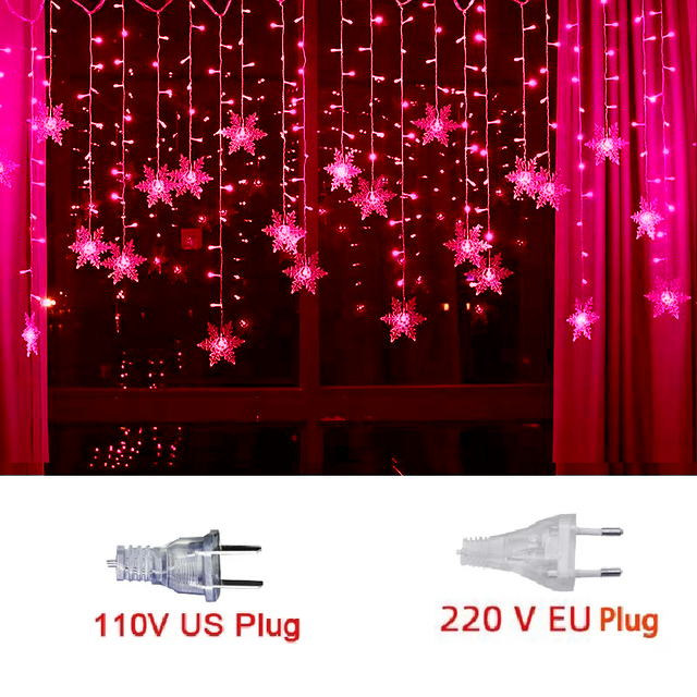 Weihnachten Schneeflocken LED Lichterketten Blinkende Fee Vorhang Lichter Wasserdicht Für Party Hochzeit Weihnachten Dekoration: RGB / US-Stecker