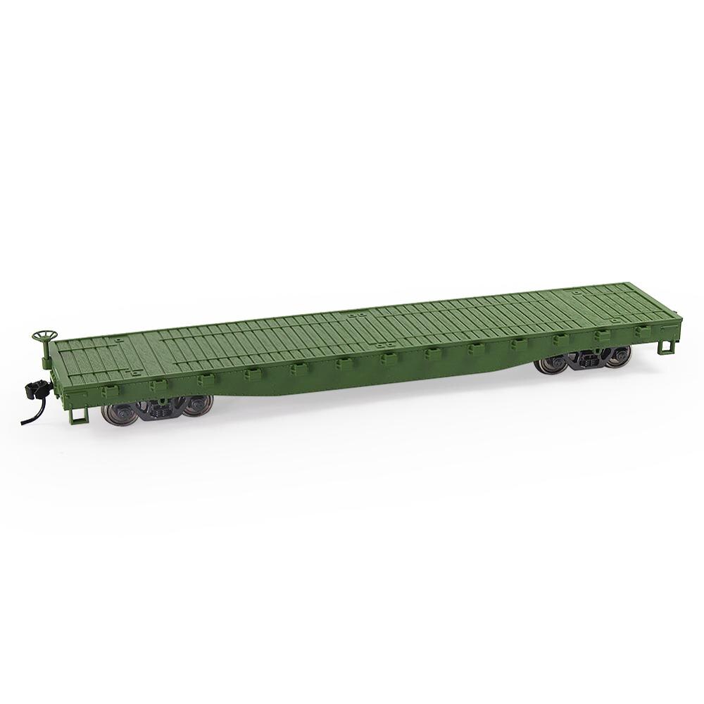 3pcs HO Scale 52ft Flat Car Pure Color Flatbed Carriage 1:87 Freight Car Lots C8741DS: Green
