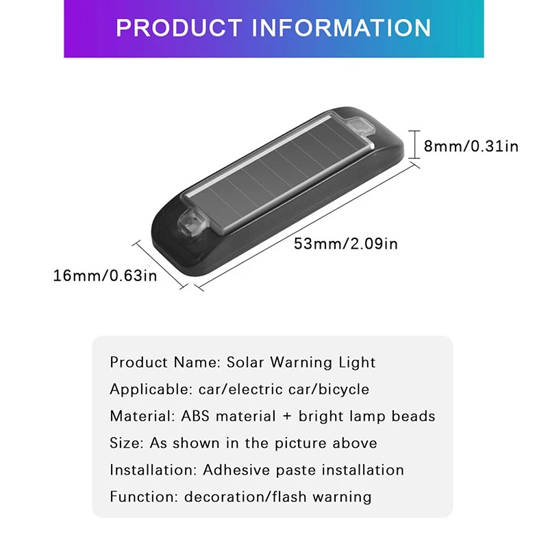 Mini led-autolampje op zonne-energie, waarschuwingslampje voor 's nachts, gesimuleerd alarm, draadloos antidiefstalwaarschuwingslampje, knipperend nep-alarmlampje