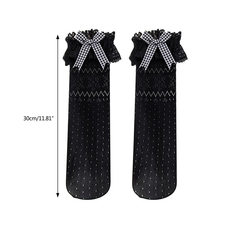 Calzini traspiranti in pizzo Lolita per bambini calzini per bambini Bowknot calzini a tubo centrale primavera estate autunno calza calda ginocchio alto