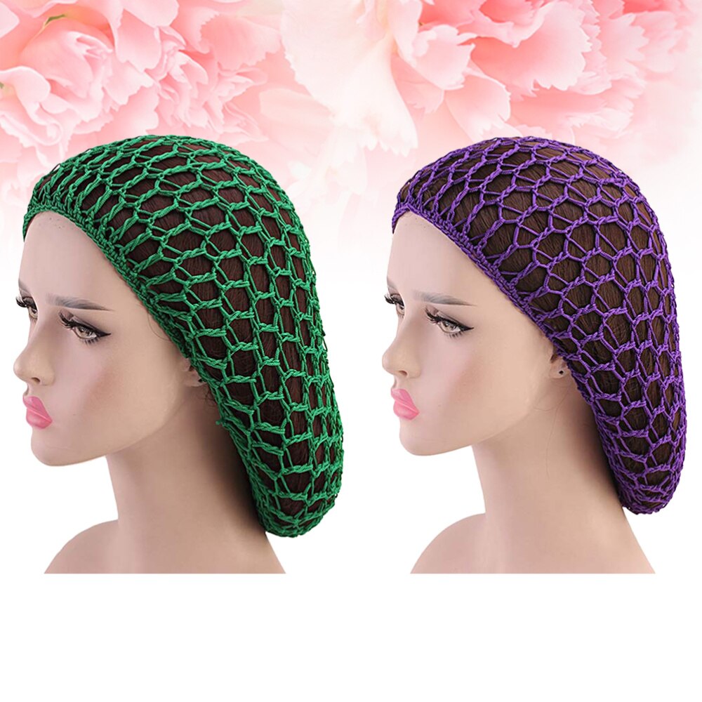 Bonnet de nuit artisanal en Crochet pour femmes, 2 pièces, chapeau de nuit Long, protection des cheveux