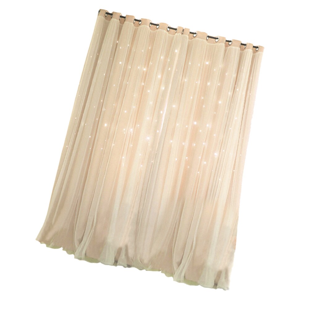 Cortinas con estrellas, doble tela y gasa, grises: Beige