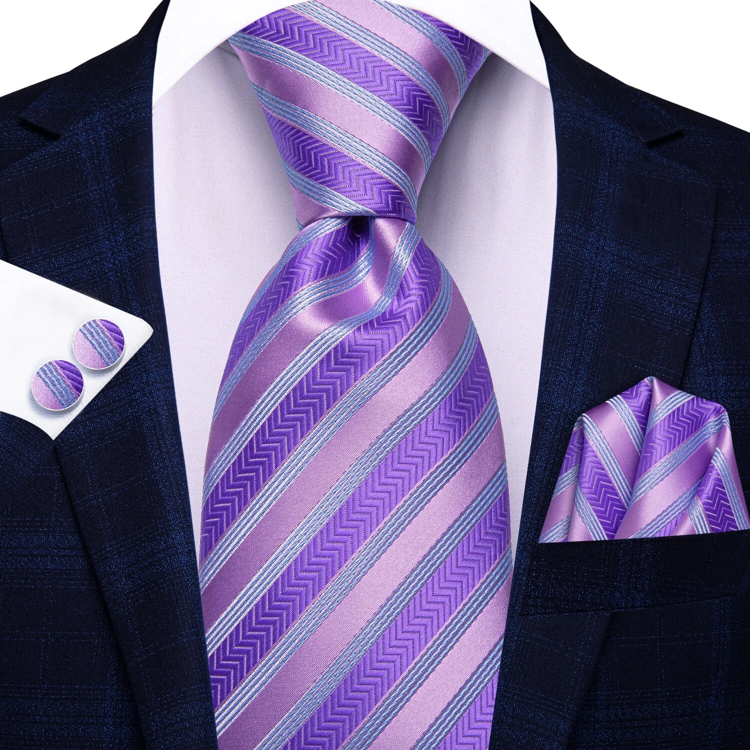 Hi-Tie Black Red Striped Silk Wedding Tie For Men Handky Cufflink Men Necktie Set Business Party: army green