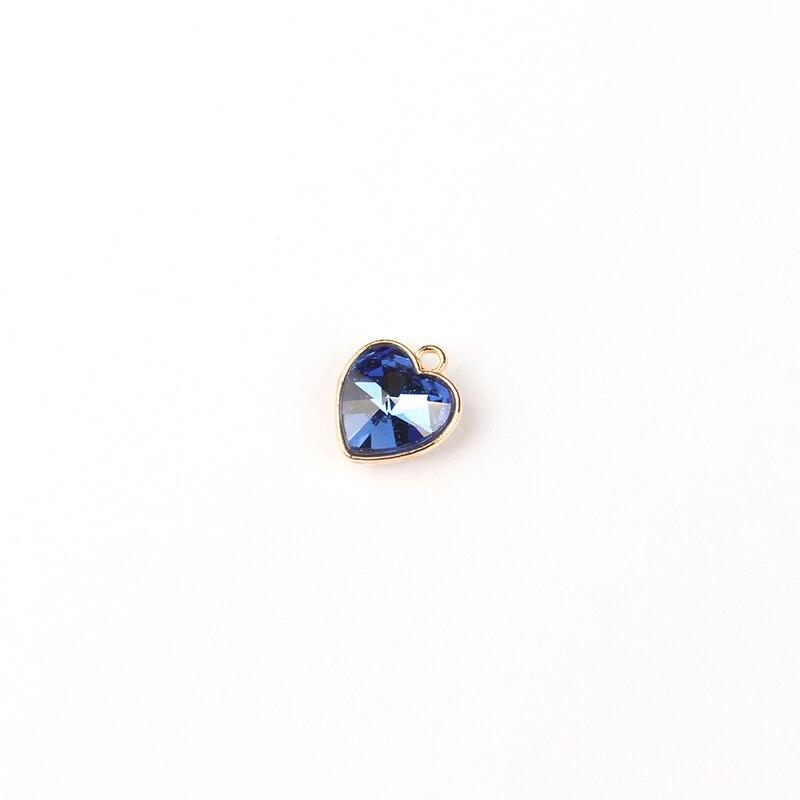 Goud Legering Kleurrijke Crystal Kleine Harten Charms 8 Stks/partij 16*14 Mm Diy Ketting Oorbellen Armband Accessoires: Blue 12pcs