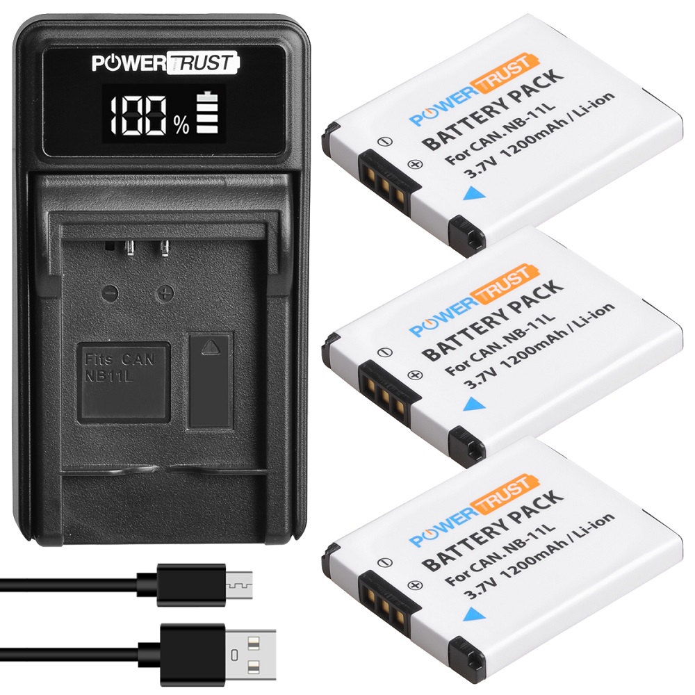 Batterie 11LH NB-11L et chargeur USB rapide, pour appareil photo Canon PowerShot Elph 110/130/150 IS/190 IS/350 HS,A2600 IS,A4000 IS,SX400 IS: 3 pack kit