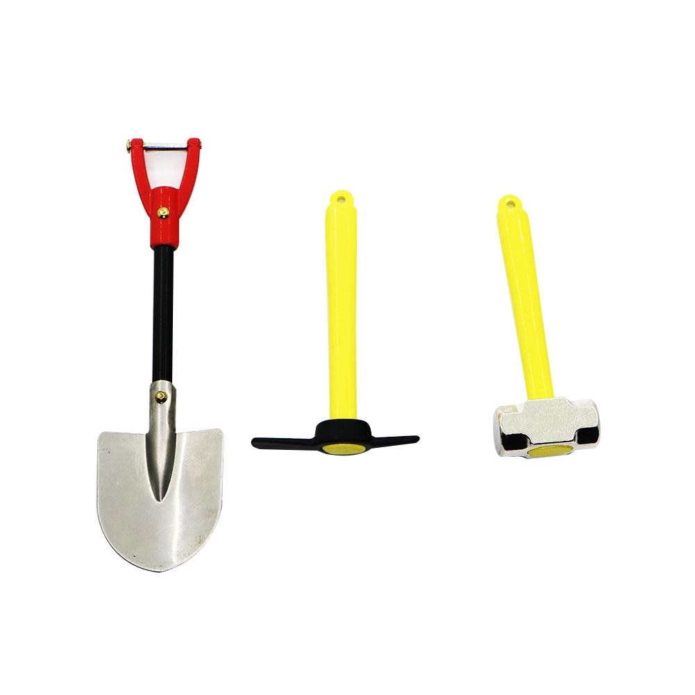 3 Pz/impostato Della Lega mini Pala Martello Zappa Accessorio auto Giocattolo arredamento per 1/10 TRX-4 SCX10 D90 RC auto