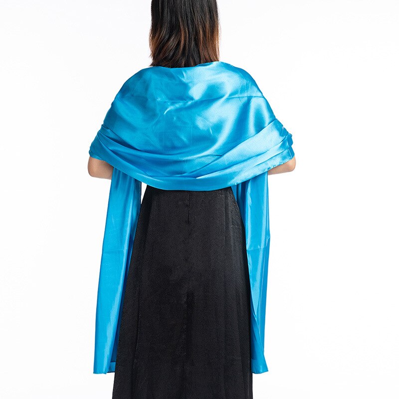 Ensfarvet satin aftenkjoler fest sjal tørklæde til kvinder brudekjole sjal foulard femme brude boleroer trækker på skuldrene vikler: 13
