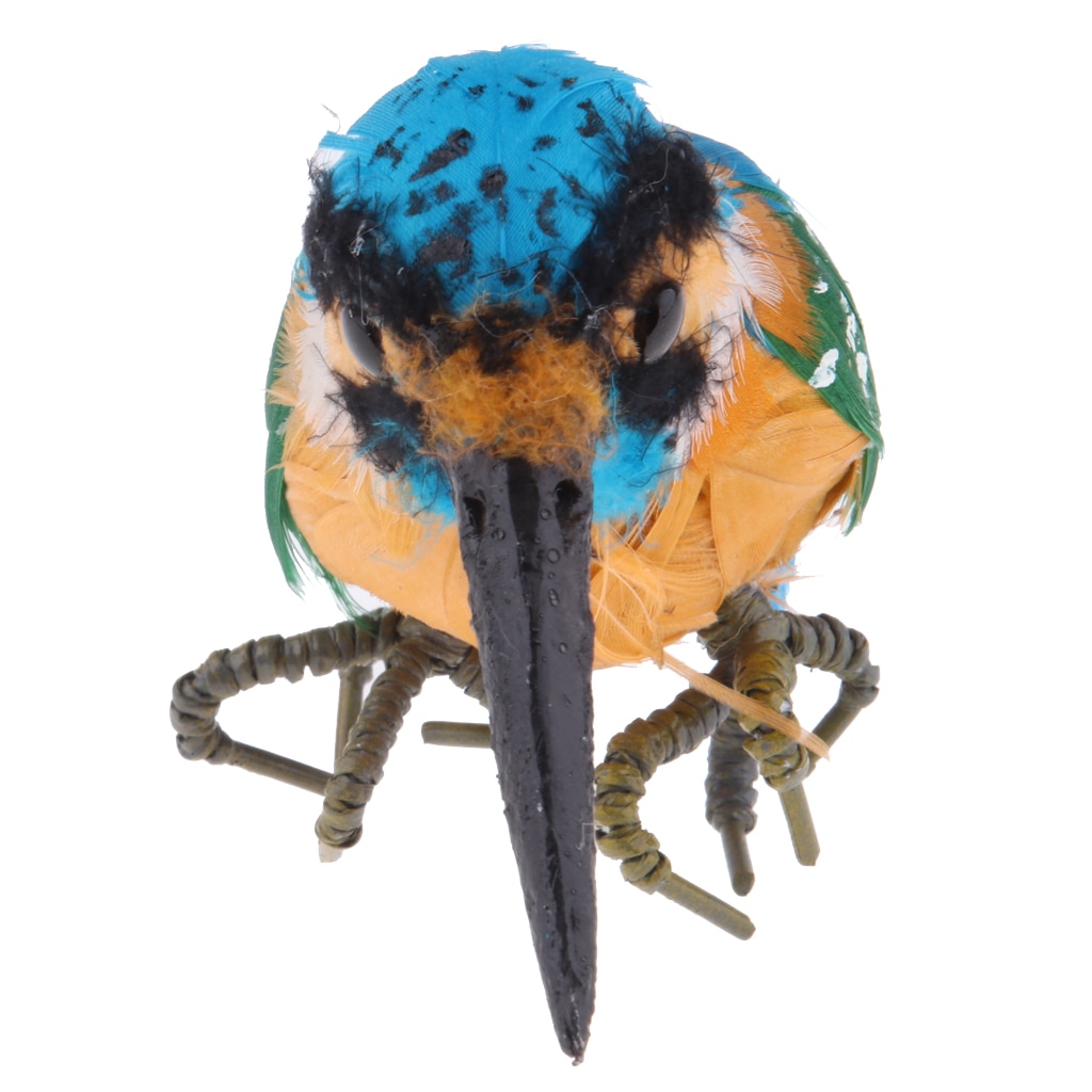 Cute Plastic Kingfisher Birds Ornament Garden Sculpture Outdoor Landscape Decor for Patio, Yard, Grassland