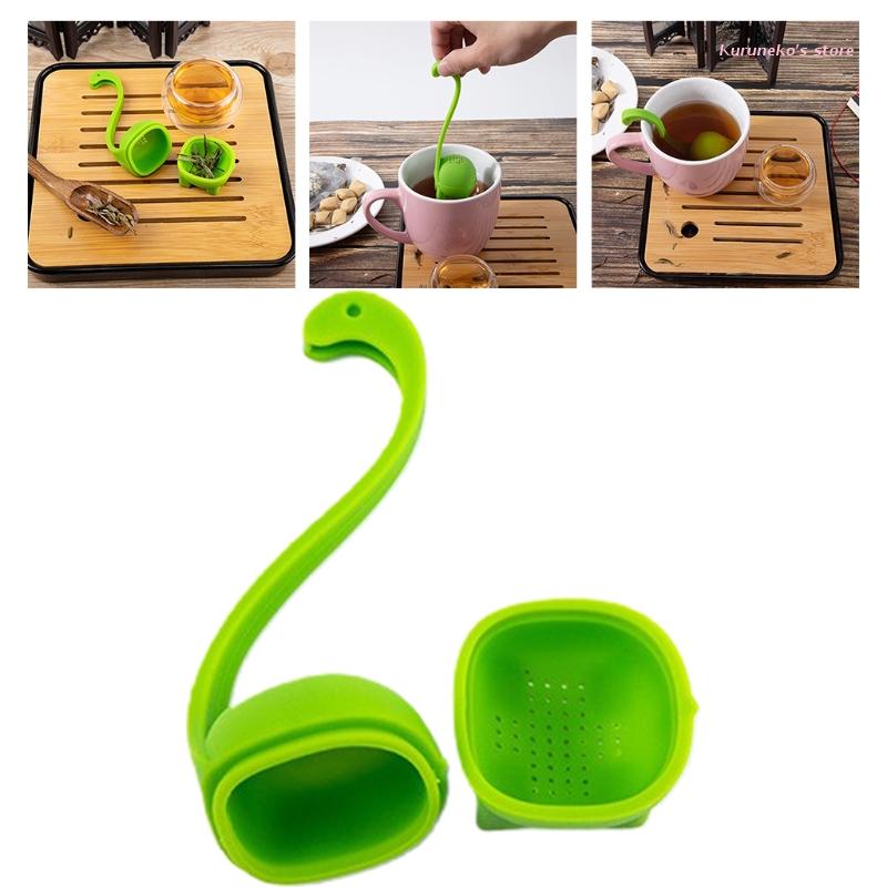 Tea Infusers Tea Filter Food Grade Silicone Loose Leaf Herbal Tea Flower Tea Dinosaur Tea diffuser with Long Handle Neck
