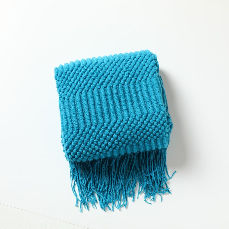 Sjaaldeken voor dames, warme fleece, poncho, cape, trui, met knopen, cardigan, voor thuis en op kantoor, Blauw wit 80 x 130 cm, Eén maat