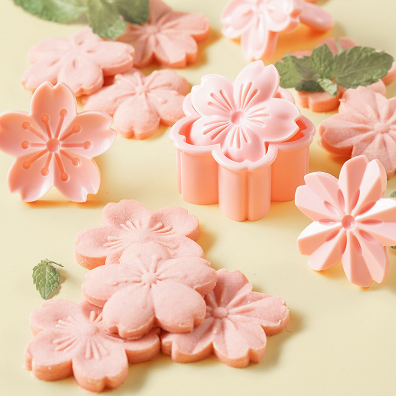 5 teile/satz Sakura Kekse bilden Kirschblüte Rosa Keks Fondant bilden Cranberry Kekse Blume bilden Presse Blume Backen Schneider