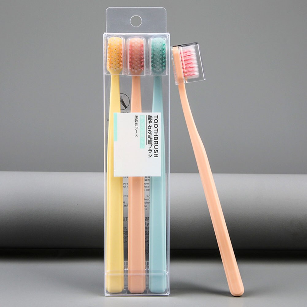 Escova de dentes espiral macia da cerda da da cor misturada de 3 pces eco amigável antiderrapante punho limpador de dentes para crianças adultos limpeza oral