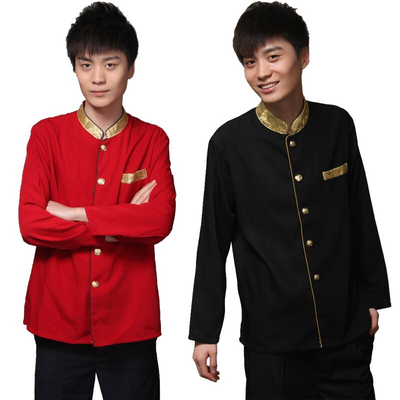 Long Sleeve Restaurant Waiter Uniform for Women Hotel Waitress Working Uniform Autumn Fast Food Waiter Tops +Apron Work Wear 89