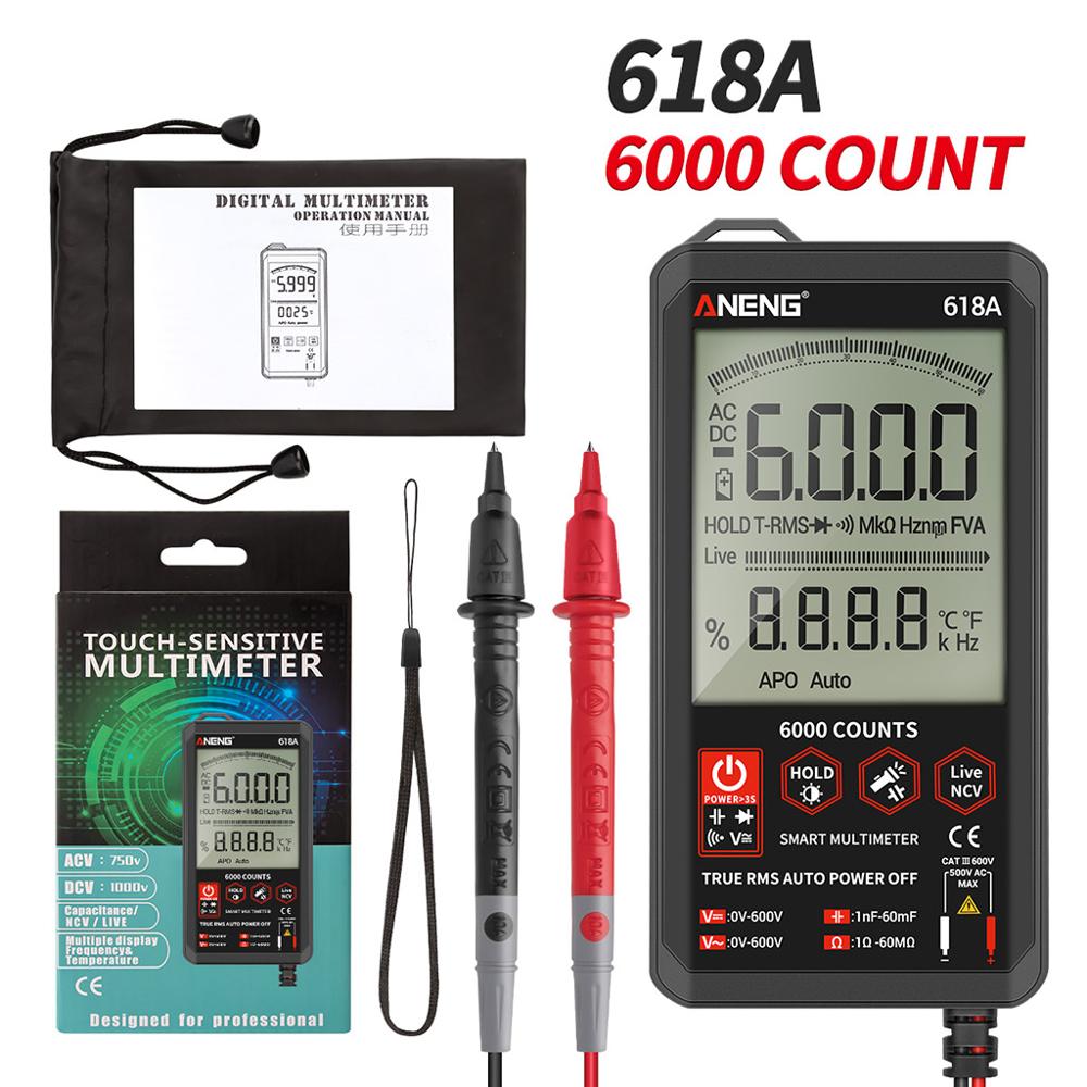 618A Smart Touch Digital Multimeter DC/AC Analog Tester True RMS Transistor Capacitor NCV smart Auto/Manual Testers