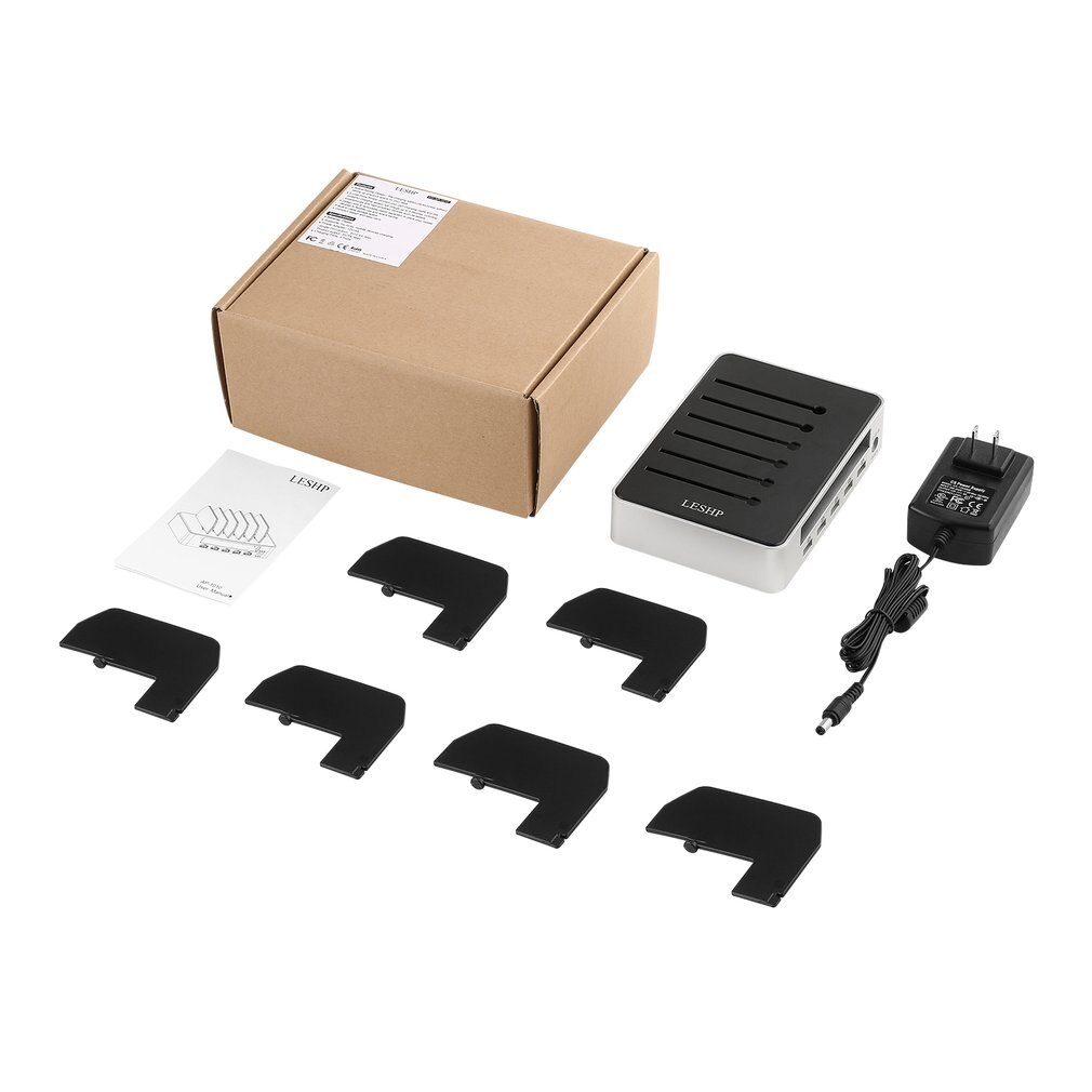 Universelle usb-ladestation mit 5 anschlüssen, abnehmbarer usb-tischladegerät mit halterung und schnellladefunktion für mobiltelefone und tablets: Uns