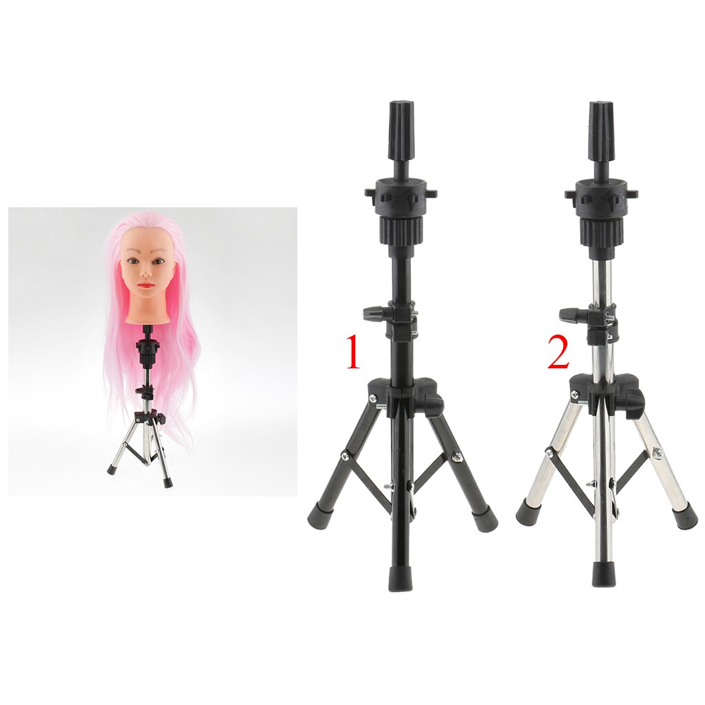 Verstelbare Metalen Kosmetiek Mannequin Praktijk Hoofd Houder Statief Stand Voor Piepschuim Canvas Blok Pruik Oefenpop Training-Zwart