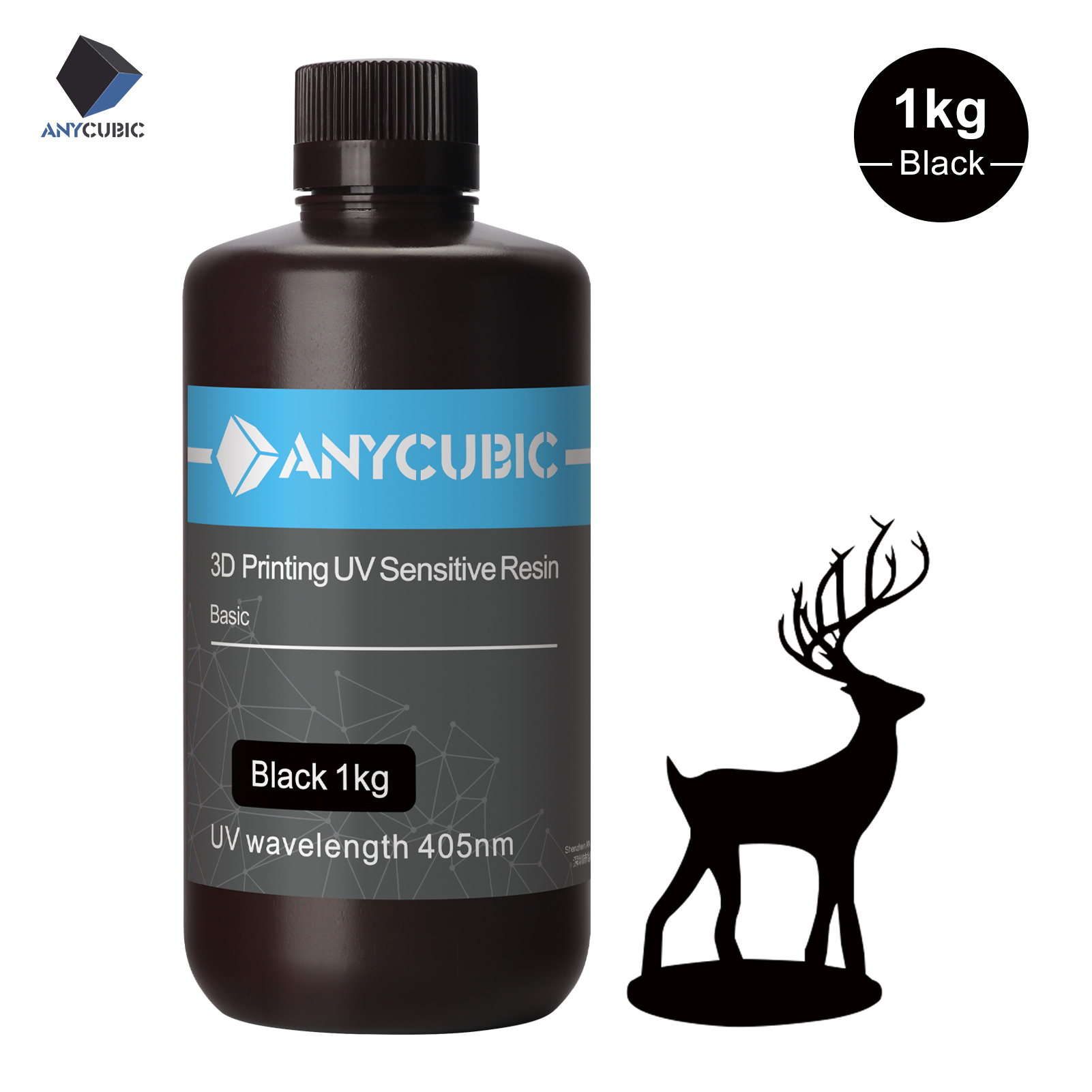 ANYCUBIC Photon 405nm UV Resin 500G/1L for Photon 3D Printer LCD UV Sensitive Liquid Printing Material Photosensitive Uv Resin: Black-1KG