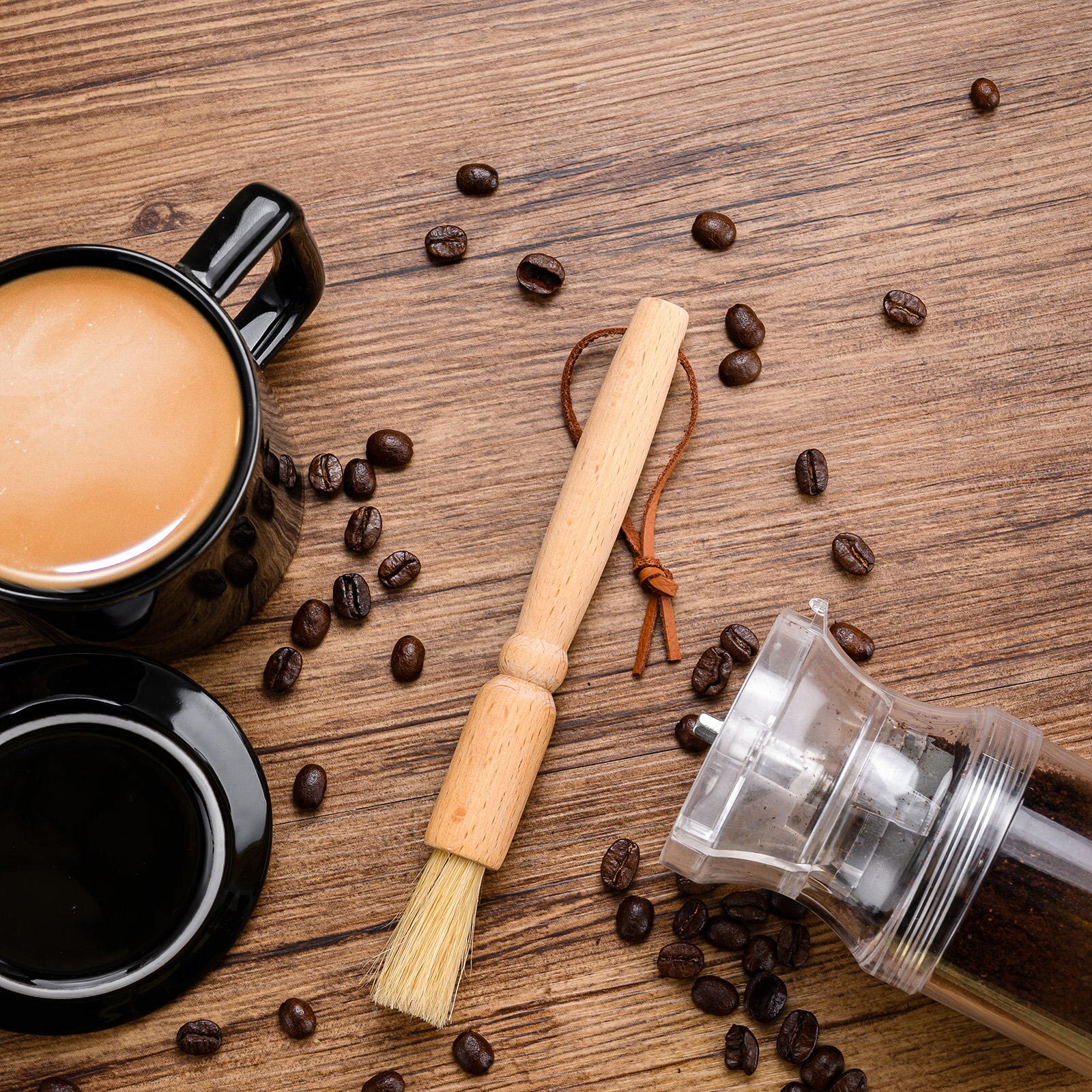 Coffee Grinder Cleaning Brush with Wood Handle, Easy to Clean: Natural 18cm 