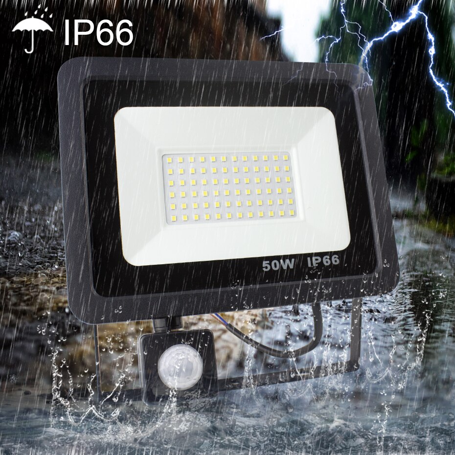 LED Flood Light Motion Sensor 10W 20W 30W 50W Waterproof IP66 220V 230V Flood Light PIR Reflector Projector Outdoor Spotlight