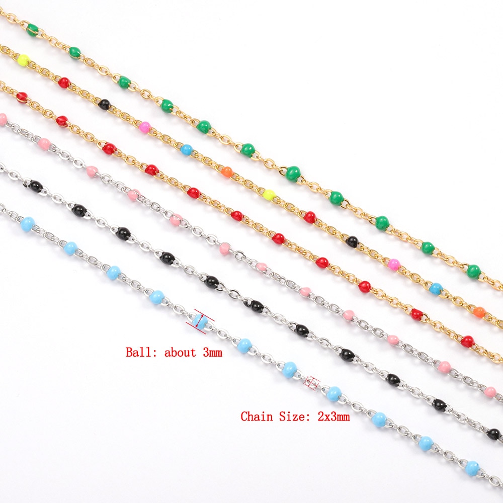 2Meter Rvs Kabel Emaille Gouden Ketting Ketting Bulk Multicolor Link Accessoires Voor Sieraden Materialen Diy