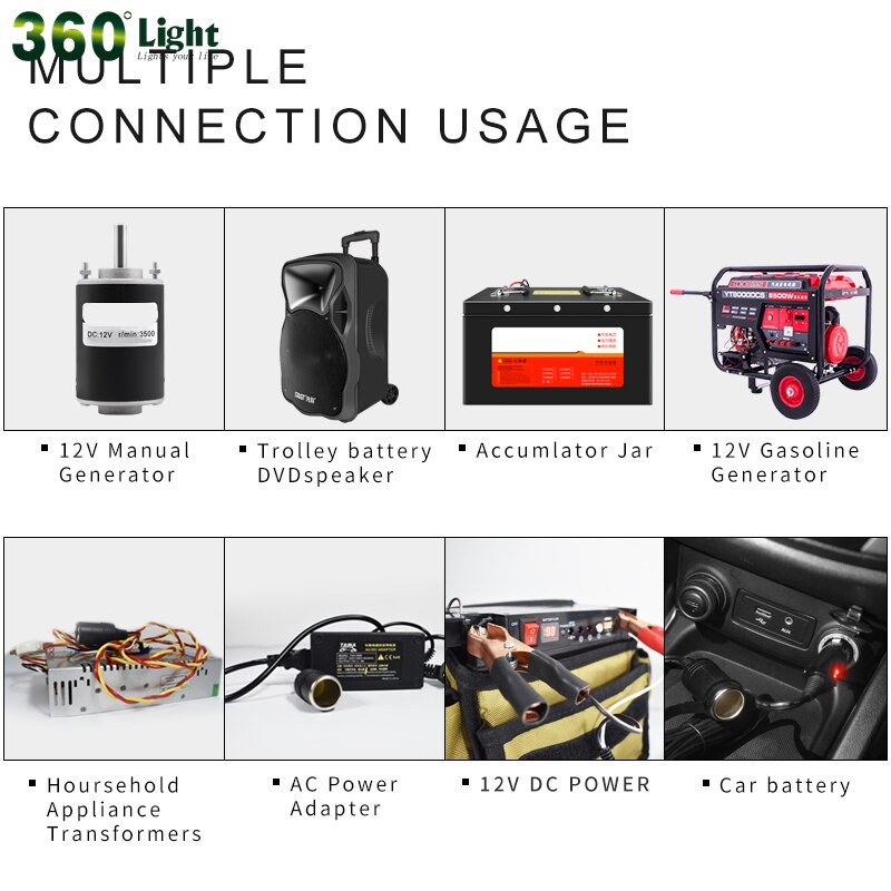 Linterna portátil LED de trabajo, equipo de iluminación para tienda de pesca, lámpara magnética para viaje por carretera, CC de 12v, 2000LM