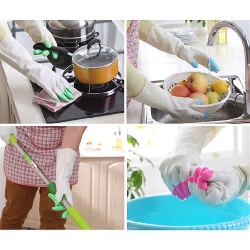 Guantes de látex de manga larga para cocina, manoplas para lavar platos, limpieza del hogar