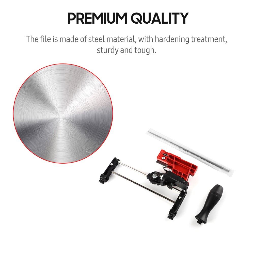 Bar Mounted Chainsaw Sharpener File Kit Manual Filing Guide with Round File and Plastic Handle for Sharpening Chain Saw