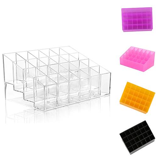 Akryl makeup organizer 4 lager 24 galler läppstift glans kosmetisk förvaring display stativ hållare rack organizer smyckesställ