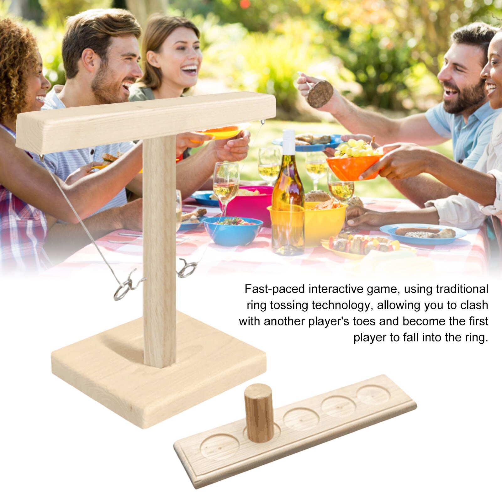 Novelty Ring Toss Game Party Toy Modern Simple Wooden Hook Game Set Hooks Fast-paced Interactive Game Leisure Industrial Style