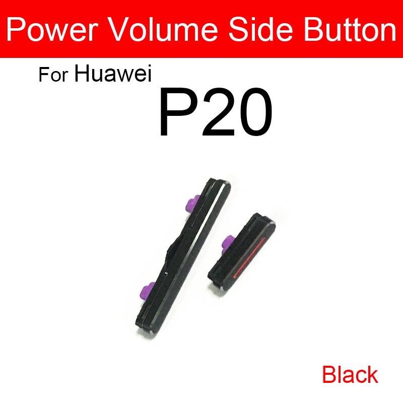 Strömvolymknapp flex bandkabel för huawei  p10 lite  p20 p30 pro upp och ner ljudkontrollknapp reservdelar reparationsdelar: Svart  p20